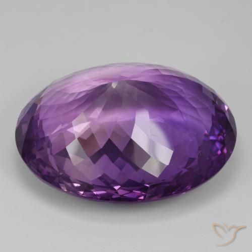 Amatista Violeta rosado medio natural de 93.86 ct, Ovalada, IF