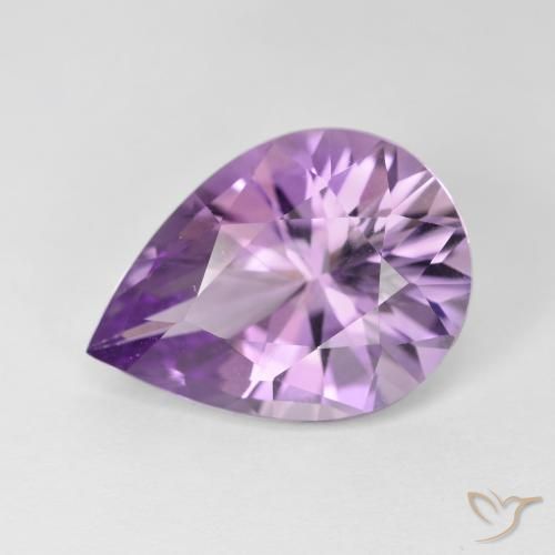 Amatista Violeta medio claro natural de 7.30 ct, En forma de pera, VVS