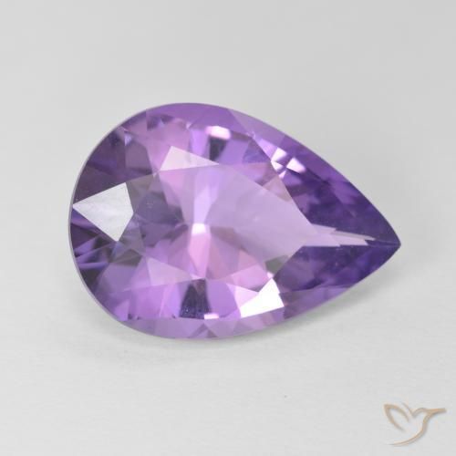 Amatista Violeta medio natural de 5.39 ct, En forma de pera, VVS