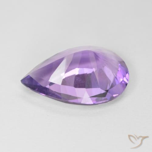 Amatista Violeta medio natural de 5.39 ct, En forma de pera, VVS