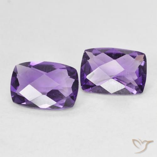 Gemas de Amatista Violeta oscuro natural de 1.56 ct, Corte Cojín, VVS-VS