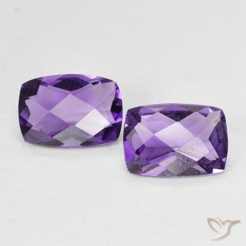 Gemas de Amatista Violeta oscuro natural de 1.56 ct, Corte Cojín, VVS-VS