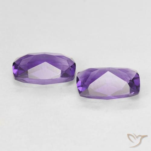 Gemas de Amatista Violeta oscuro natural de 1.56 ct, Corte Cojín, VVS-VS