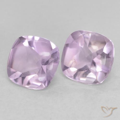 Gemas de Amatista Violeta rojizo muy claro natural de 1.05 ct, Forma Cojín, Transparente