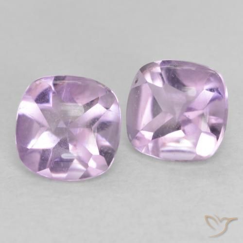 Gemas de Amatista Violeta claro natural de 1.05 ct, Forma Cojín, Transparente