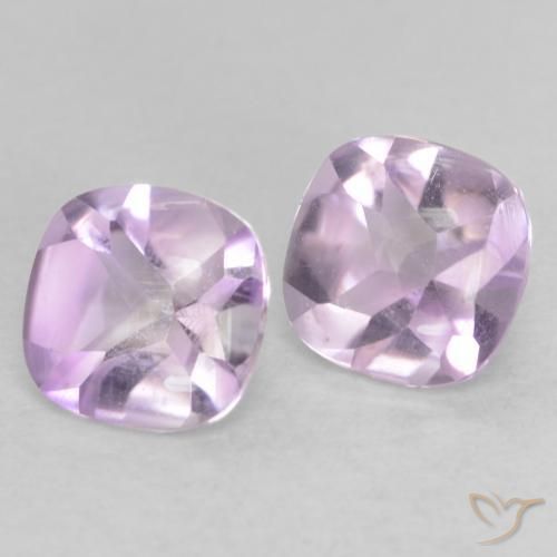 Gemas de Amatista Violeta claro natural de 1.04 ct, Forma Cojín, Transparente
