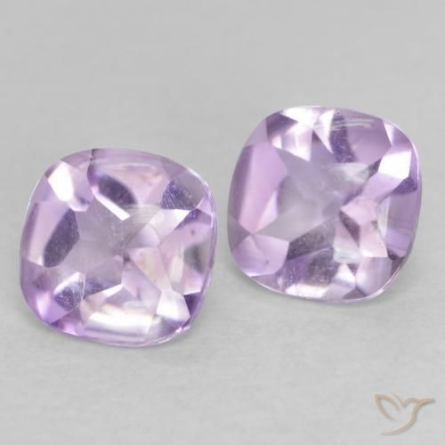Gemas de Amatista Violeta claro natural de 1.04 ct, Forma Cojín, Transparente