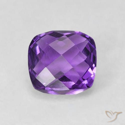 Amatista Violeta oscuro natural de 0.62 ct, Corte Cojín, VVS-VS