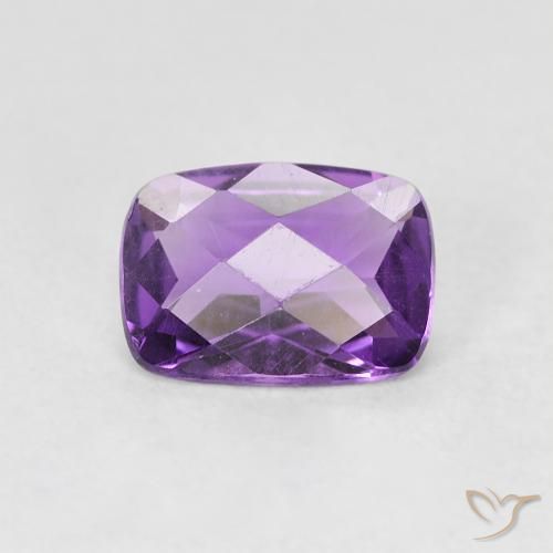 Amatista Violeta púrpura medio natural de 0.74 ct, Corte Cojín, VVS