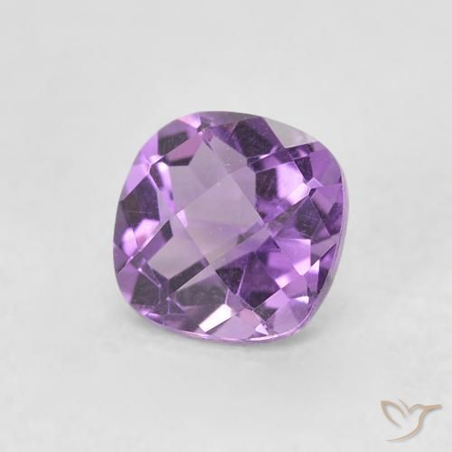 Amatista Violeta vívido natural de 0.55 ct, Corte Cojín, VVS