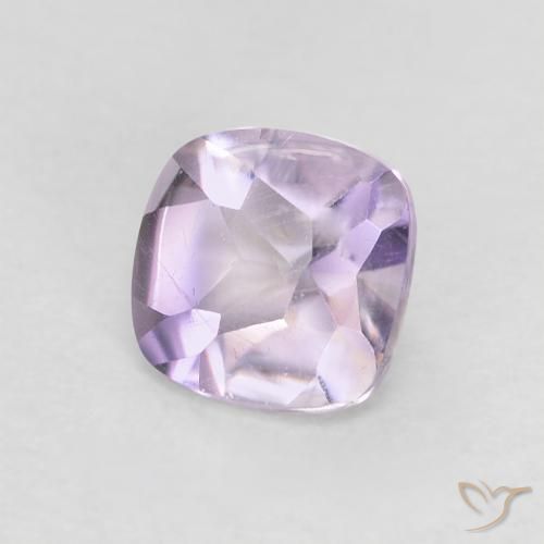Amatista Violeta iris claro natural de 0.51 ct, Forma Cojín, Transparente