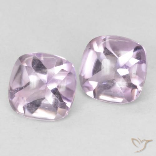 Gemas de Amatista Púrpura claro natural de 1.07 ct, Forma Cojín, Transparente
