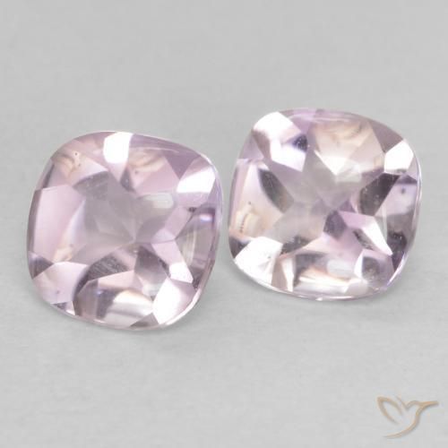 Gemas de Amatista Blanco rosado púrpura natural de 1.06 ct, Forma Cojín, Transparente