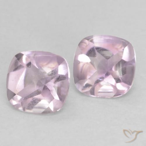 Gemas de Amatista Blanco rosado púrpura natural de 1.05 ct, Forma Cojín, Transparente