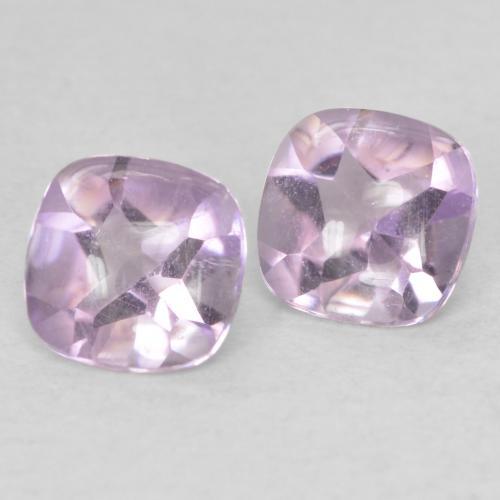Gemas de Amatista Púrpura claro natural de 1.08 ct, Forma Cojín, Transparente