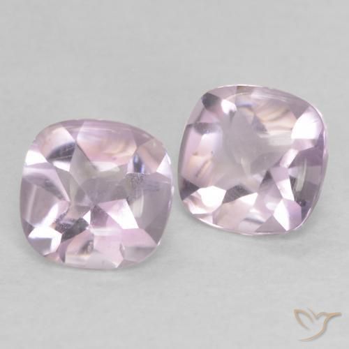 Gemas de Amatista Blanco rosado púrpura natural de 1.04 ct, Forma Cojín, Transparente