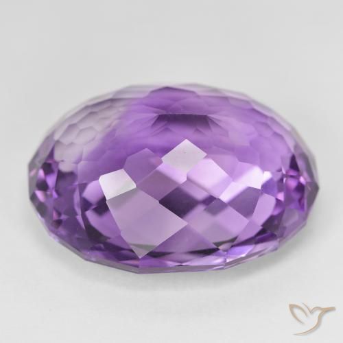 Amatista Violeta vívido natural de 31.24 ct, Ovalada, VVS-VS