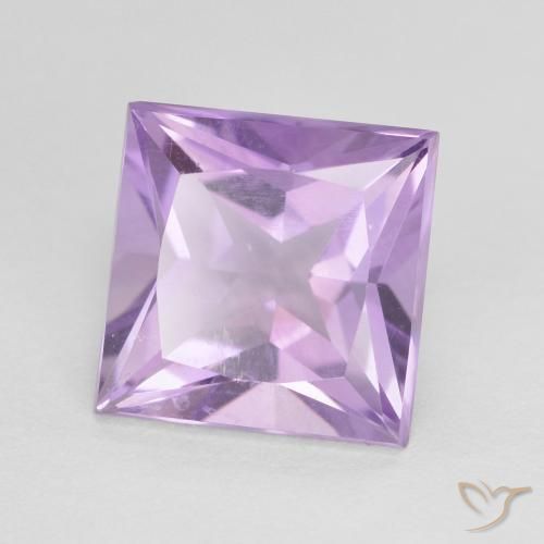 Amatista Violeta rosado medio natural de 2.25 ct, Cuadrado, VS