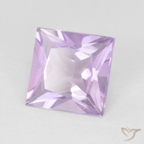 Amatista Violeta rosáceo claro natural de 1.84 ct, Cuadrado, VS