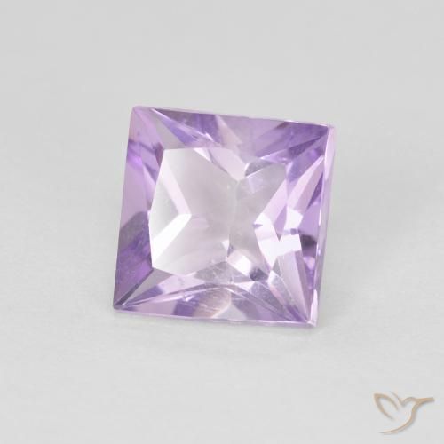 Amatista Violeta rosáceo claro natural de 1.10 ct, Cuadrado, VS