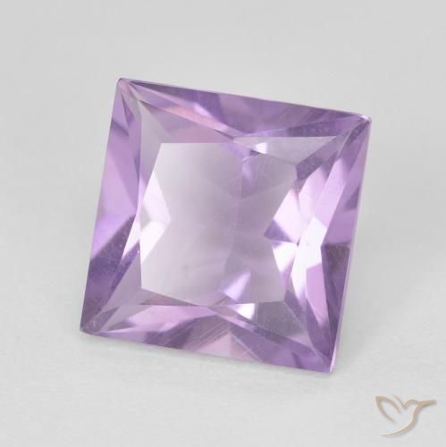 Amatista Violeta rosáceo claro natural de 2.35 ct, Cuadrado, VVS