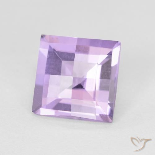 Amatista Violeta rosáceo claro natural de 1.38 ct, Cuadrado, VVS-VS