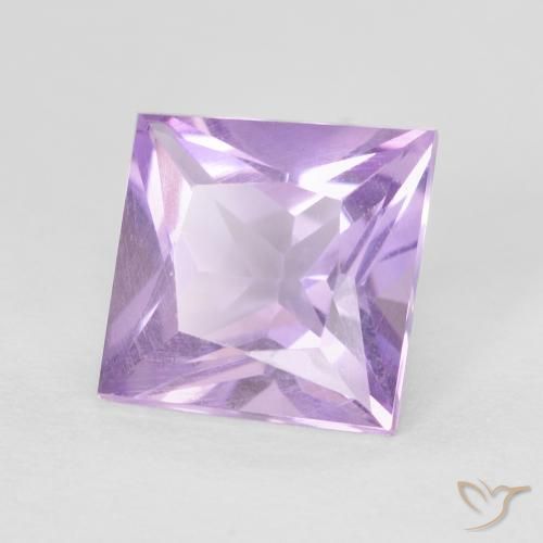 Amatista Violeta rosado medio natural de 1.55 ct, Cuadrado, VVS
