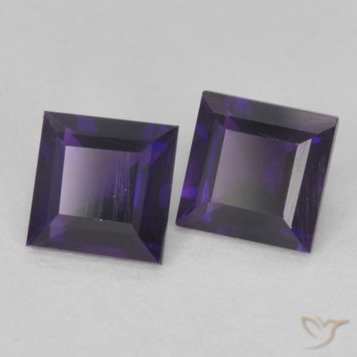 Gemas de Amatista Violeta oscuro natural de 0.86 ct, Cuadrado, VS