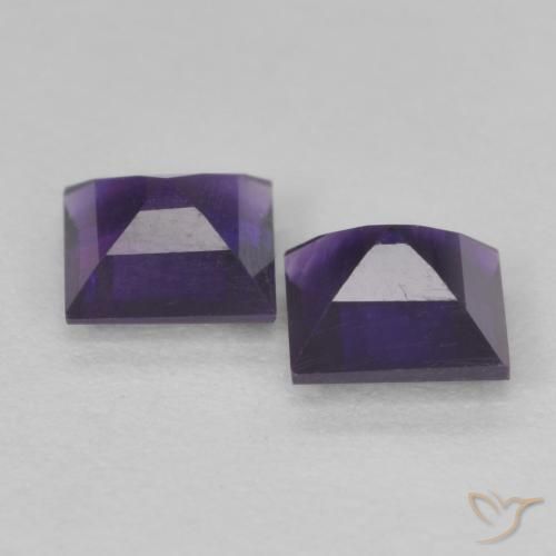 Gemas de Amatista Violeta oscuro natural de 0.86 ct, Cuadrado, VS