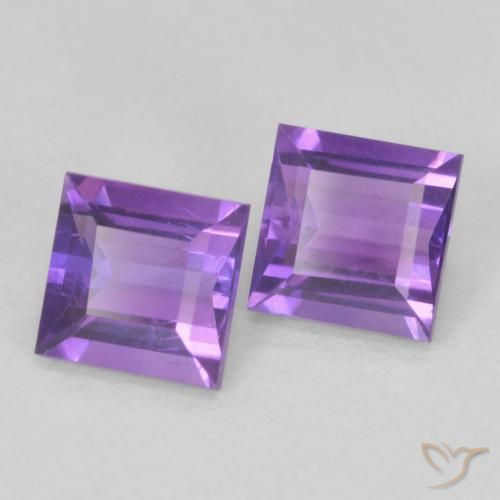 Gemas de Amatista Violeta intenso natural de 0.85 ct, Cuadrado, VS