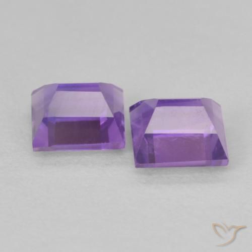 Gemas de Amatista Violeta intenso natural de 0.85 ct, Cuadrado, VS
