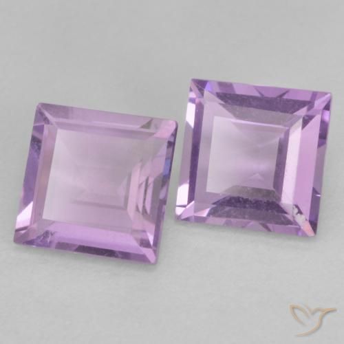 Gemas de Amatista Violeta rosáceo claro natural de 0.94 ct, Cuadrado, VVS