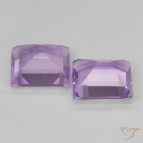 Gemas de Amatista Violeta rosáceo claro natural de 0.94 ct, Cuadrado, VVS