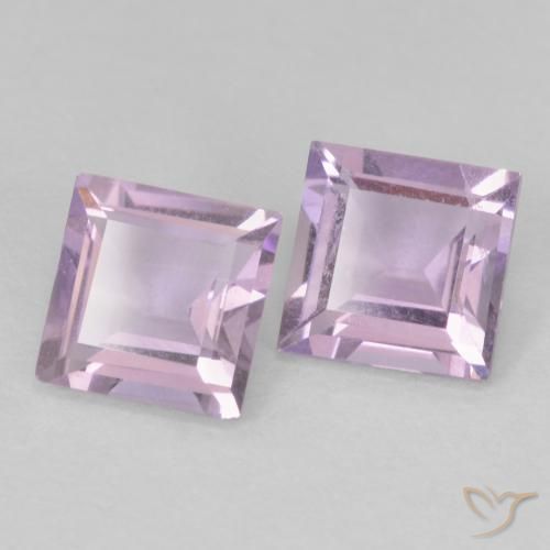 Gemas de Amatista Violeta rosáceo claro natural de 1.05 ct, Cuadrado, VS