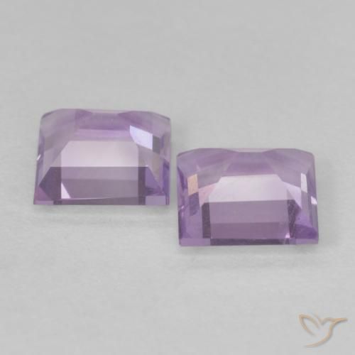 Gemas de Amatista Violeta rosáceo claro natural de 1.05 ct, Cuadrado, VS