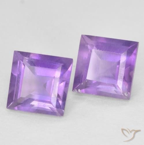 Gemas de Amatista Violeta intenso natural de 0.94 ct, Cuadrado, VS