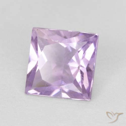 Amatista Violeta rosáceo claro natural de 1.06 ct, Cuadrado, VS