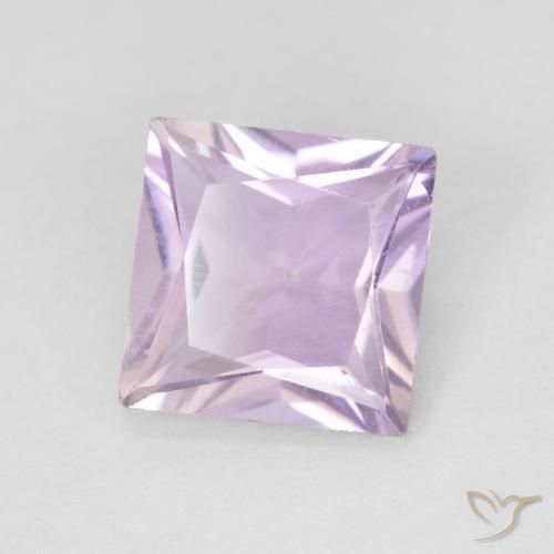 Amatista Violeta rosáceo claro natural de 1.35 ct, Cuadrado, VS