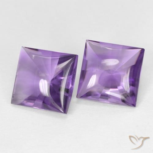 Gemas de Amatista Medium Light-Violet natural de 4.38 ct, Cuadrado, Transparente
