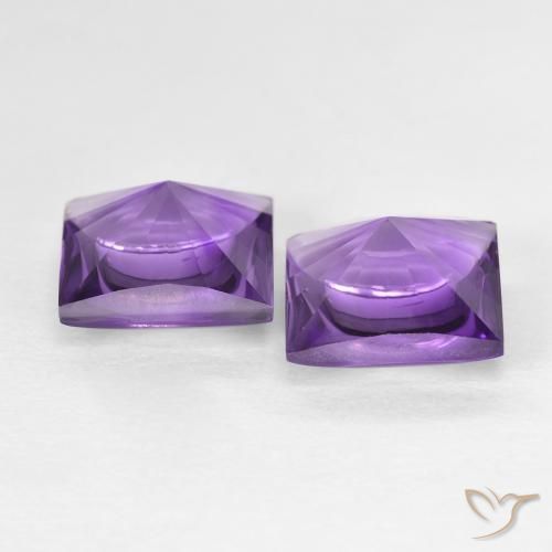 Gemas de Amatista Medium Light-Violet natural de 4.38 ct, Cuadrado, Transparente