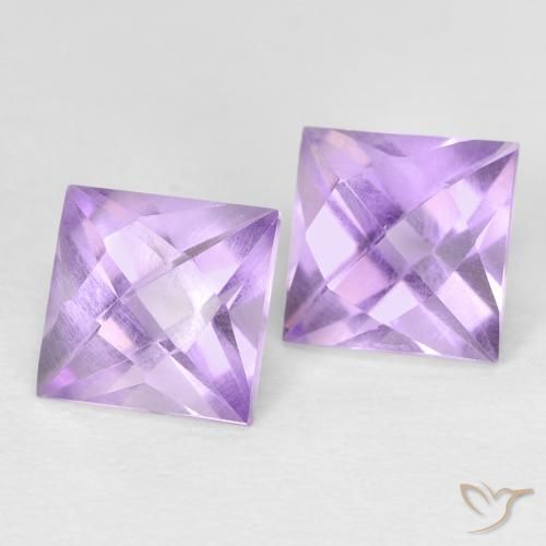 Gemas de Amatista Violeta medio natural de 2.49 ct, Cuadrado, VVS-VS