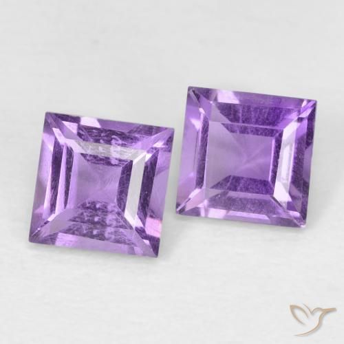 Gemas de Amatista Medium Dark-Violet natural de 0.87 ct, Cuadrado, VVS-VS
