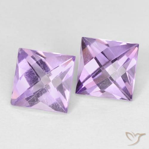 Gemas de Amatista Violeta rosado natural de 2.48 ct, Cuadrado, VVS-VS