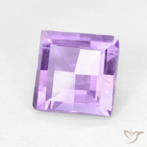 Amatista Violeta rosáceo claro natural de 1.35 ct, Cuadrado, VVS-VS