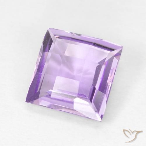 Amatista Violeta rosáceo claro natural de 1.56 ct, Cuadrado, VVS-VS