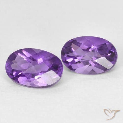 Gemas de Amatista Violeta medio natural de 0.92 ct, Ovalada, VVS