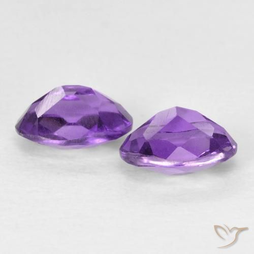 Gemas de Amatista Violeta medio natural de 0.92 ct, Ovalada, VVS