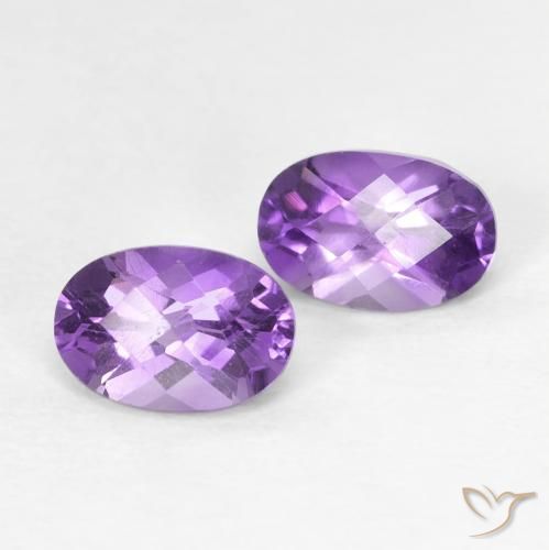 Gemas de Amatista Violeta púrpura natural de 0.90 ct, Ovalada, VVS-VS