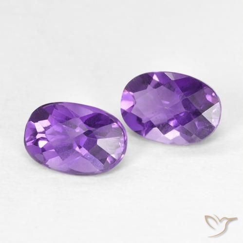 Gemas de amatista violeta intenso natural de 0,82 ct, corte óvalo, VVS-VS