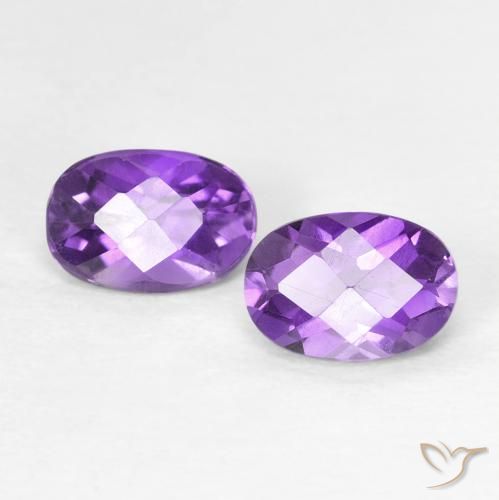 Gemas de amatista violeta intenso natural de 0,82 ct, corte óvalo, VVS-VS